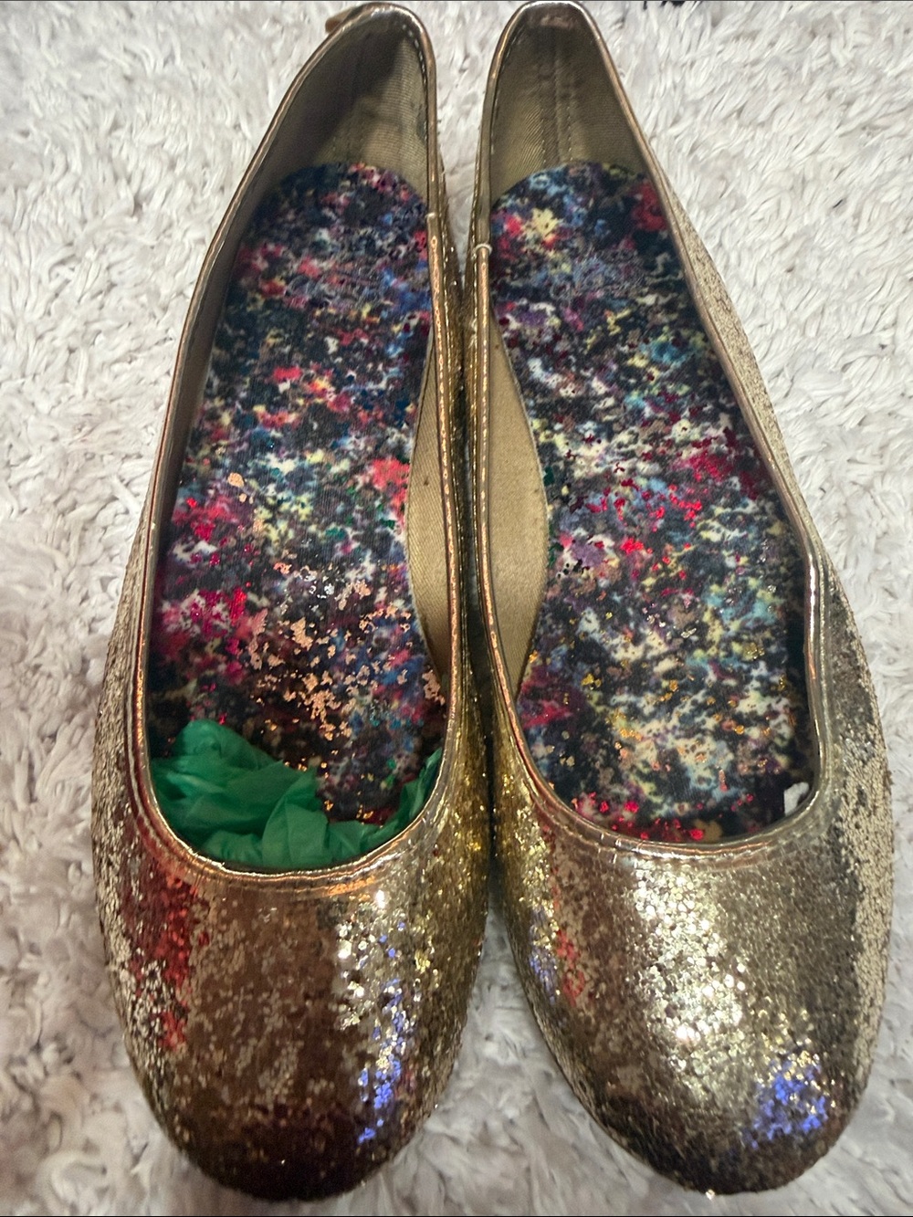 Gold Glitter Women's Ballet Flats - Sparkle Casual Slip-Ons